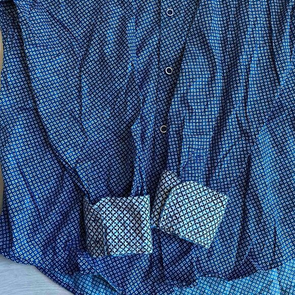 Robert Graham Blue Geometric Print Homedale Men's Shirt Classic Fit Size M - Picture 4 of 10